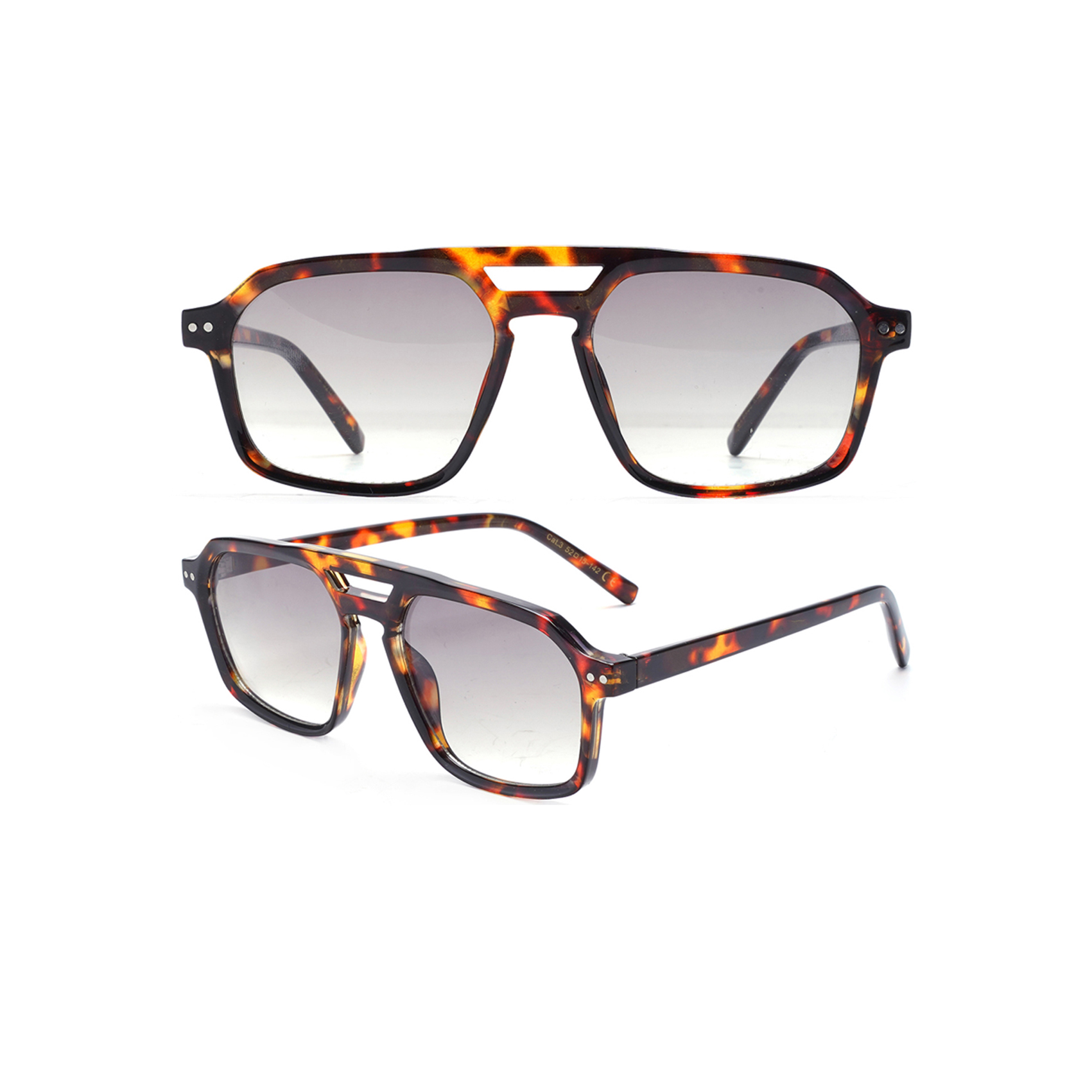 Flat-top Tortoiseshell Aviator Square Sunglasses Designer Tortoise Sunglasses