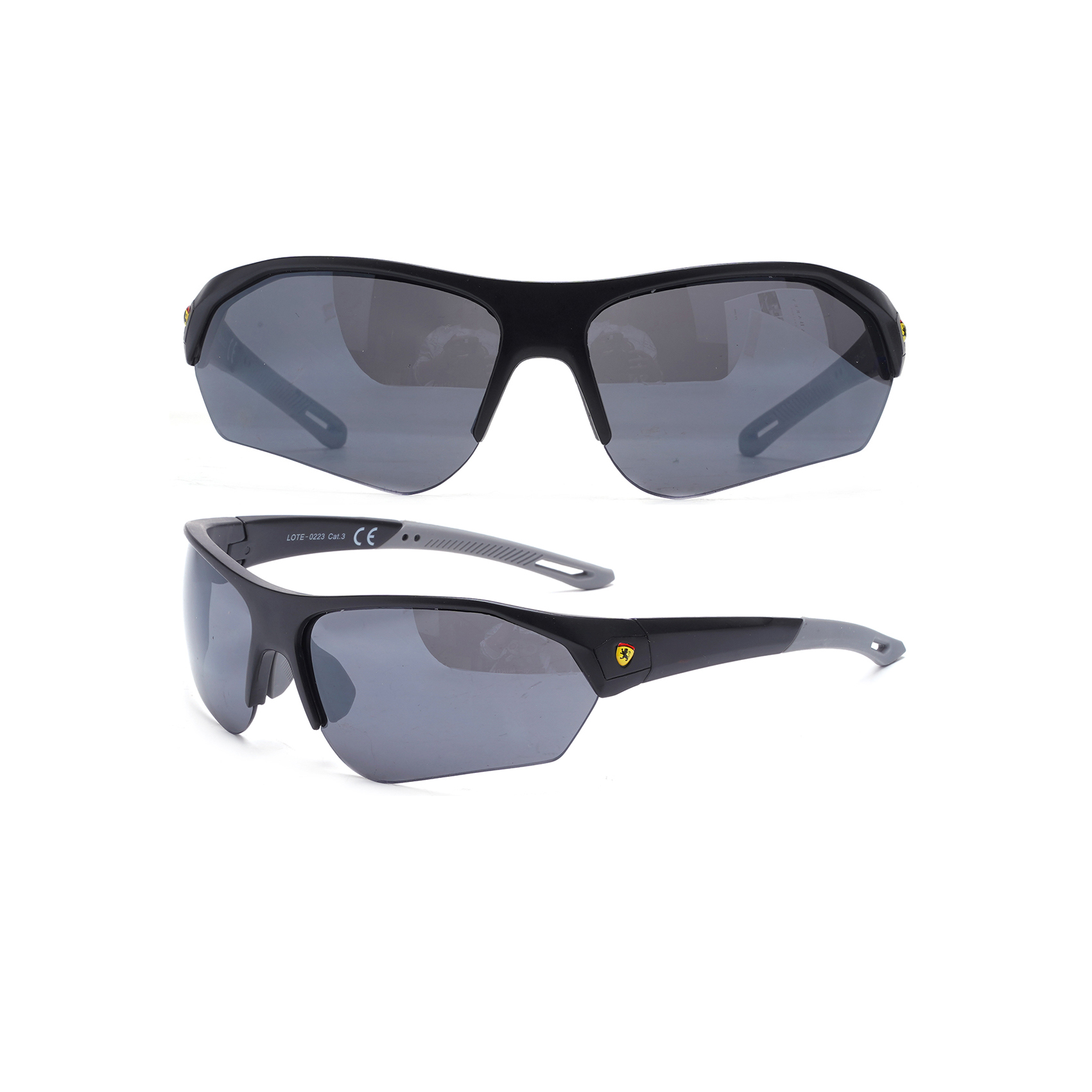 Black Flat-top Semi-rimless Snow Sport Sunglasses Custom Sport Sunglasses