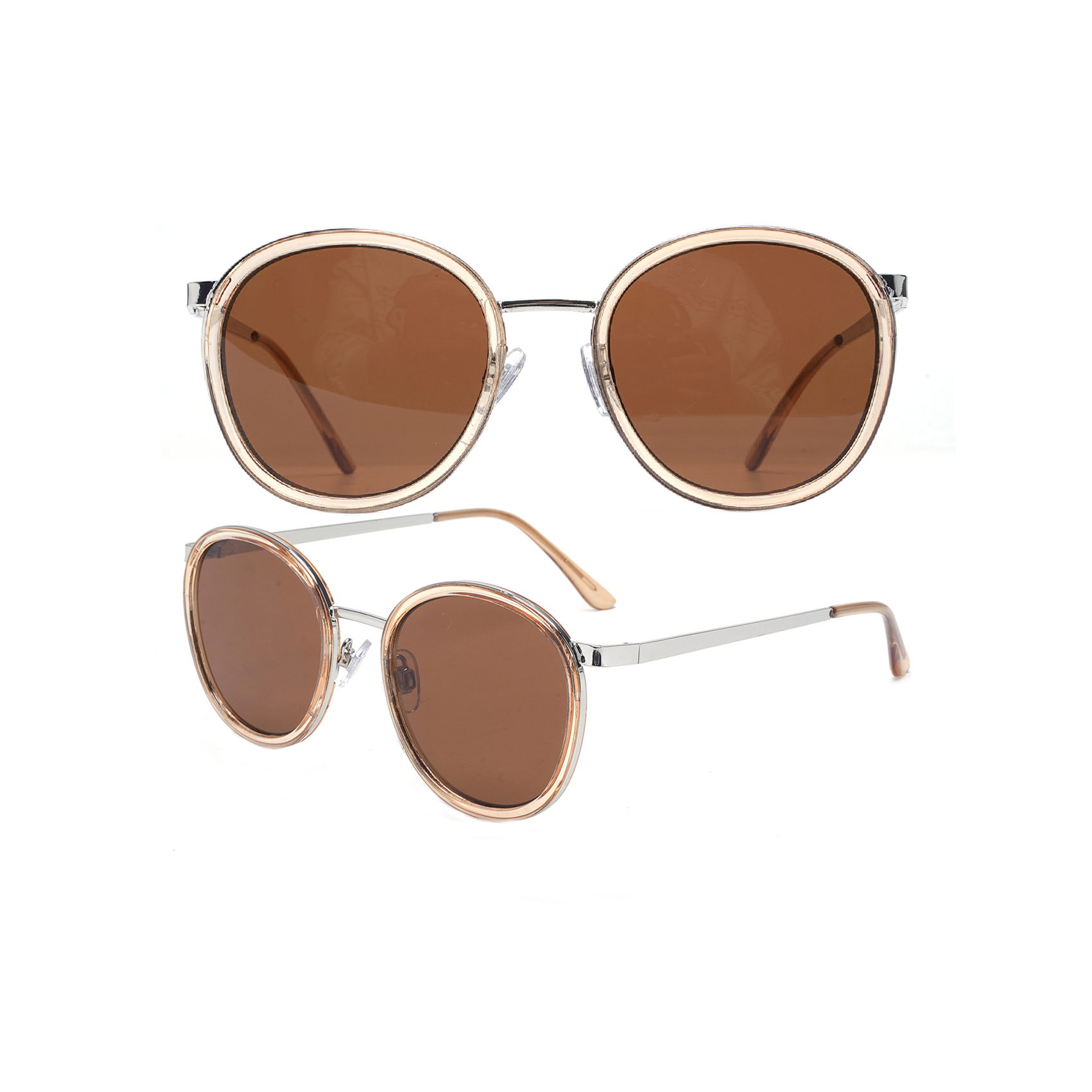 Classic Brown Vintage Round Sunglasses Men Custom Sunglasses Manufacturers China