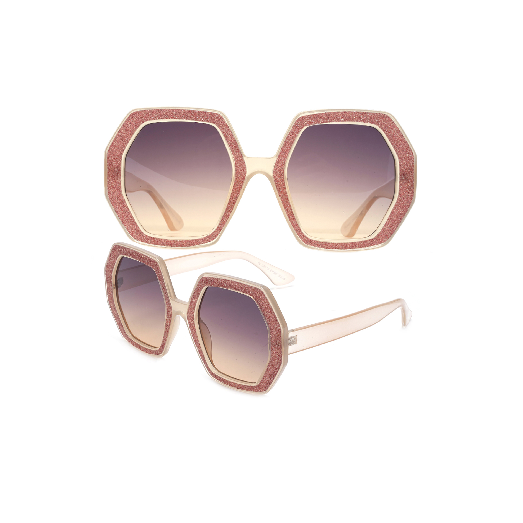 Fashionable Pink Heptagon Geometric Sunglasses Custom Logo Sunglasses Manufacturers