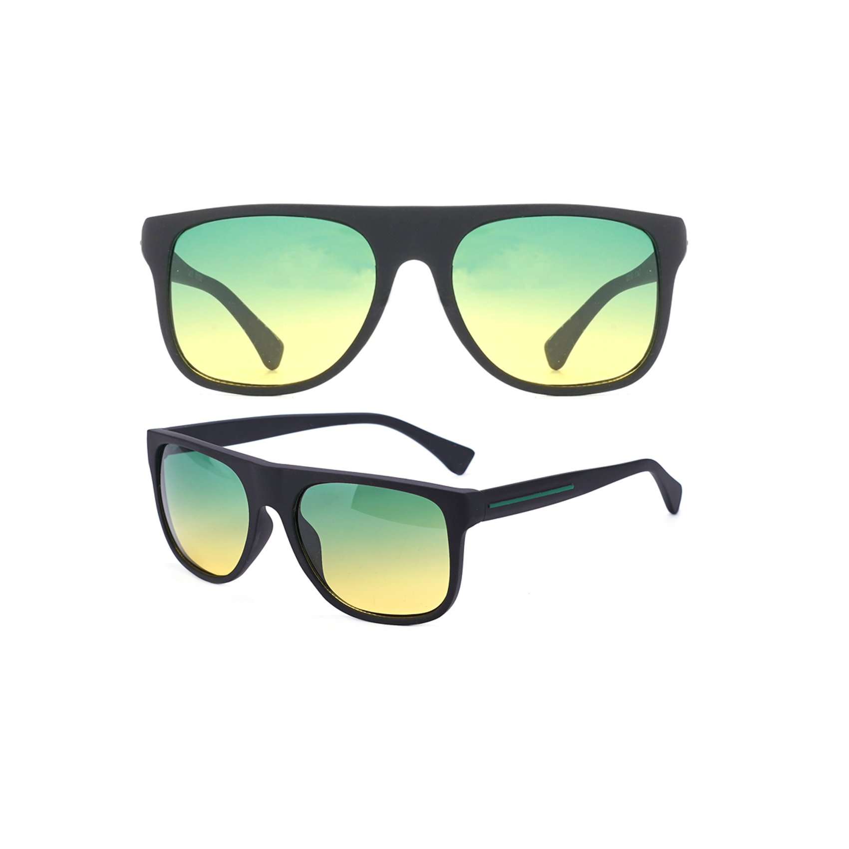 Flat-top Gradient Black Frame Mens Rectangle Glasses Sun Glasses Bulk
