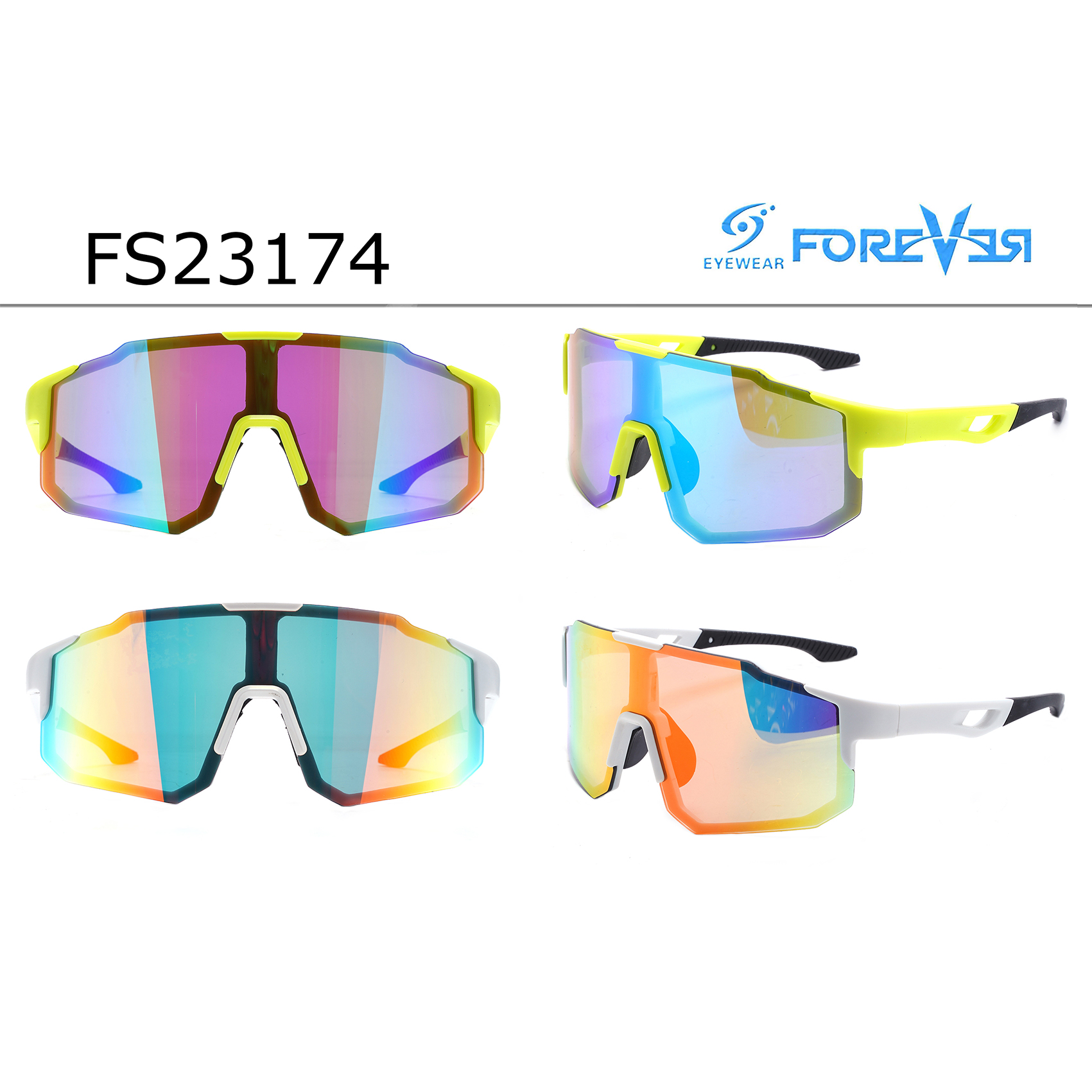 Frameless Flashy Integrated Mirror Sports Sunglasses Custom Packaging for Sunglasses