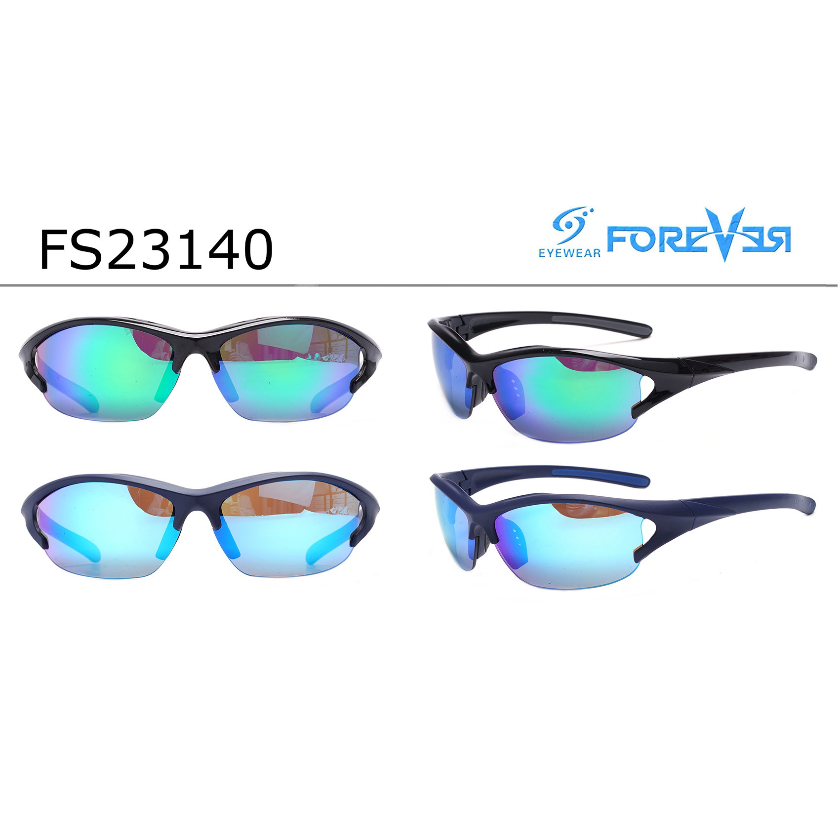 Semi-rimless Gradient Mirrored Sport Prescription Sunglasses for Men Custom Sports Sunglasses