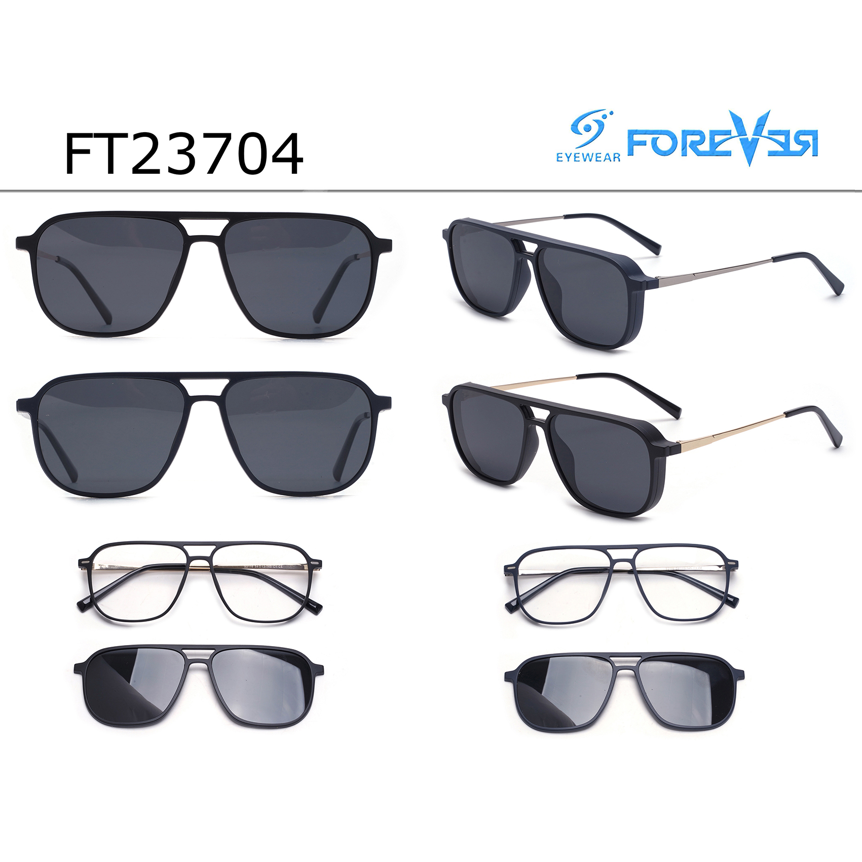 Slim Black Aviator Clip-on Sunglasses Glasses with Clip on Sunglasses Wholesale Sunglasses China