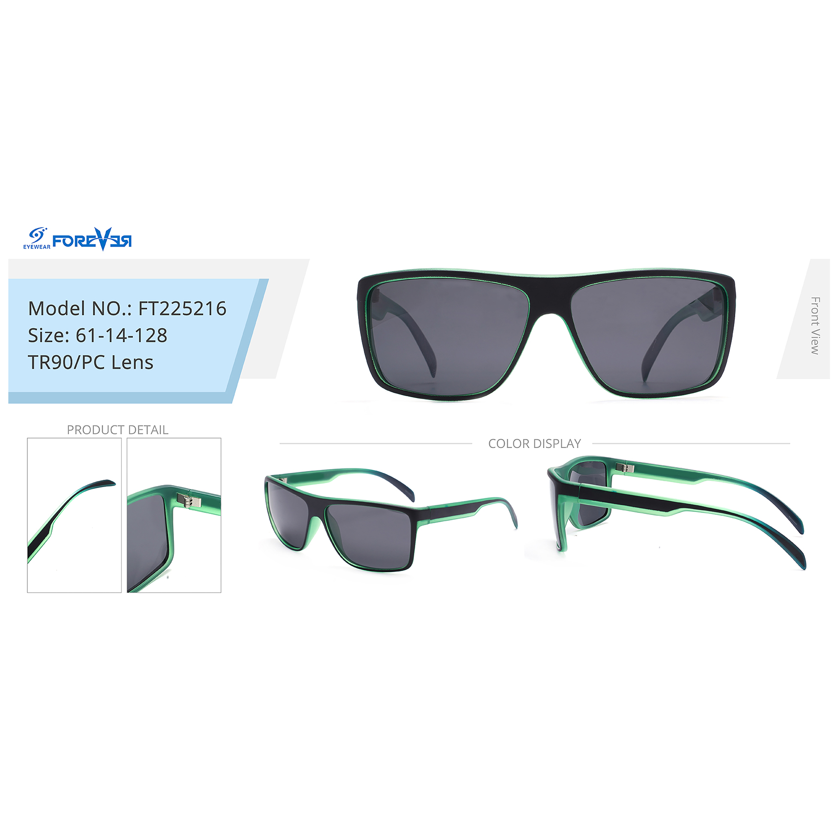 Standard Black Green Square Polarized Sunglasses Futuristic Sunglasses Designer