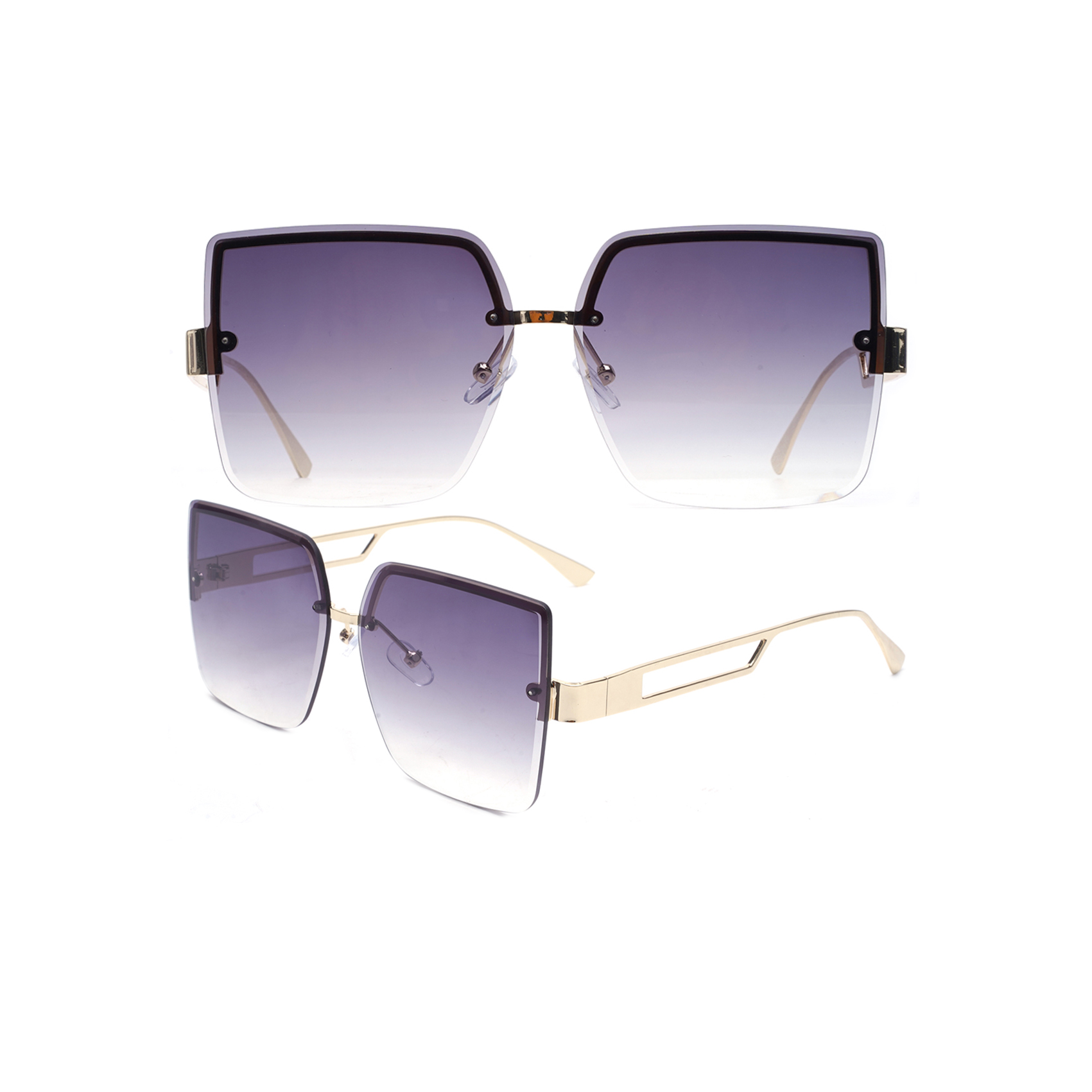 Stylish Angular Large Women's Rimless Sunglasses High Quality Sunglasses Manufacturers