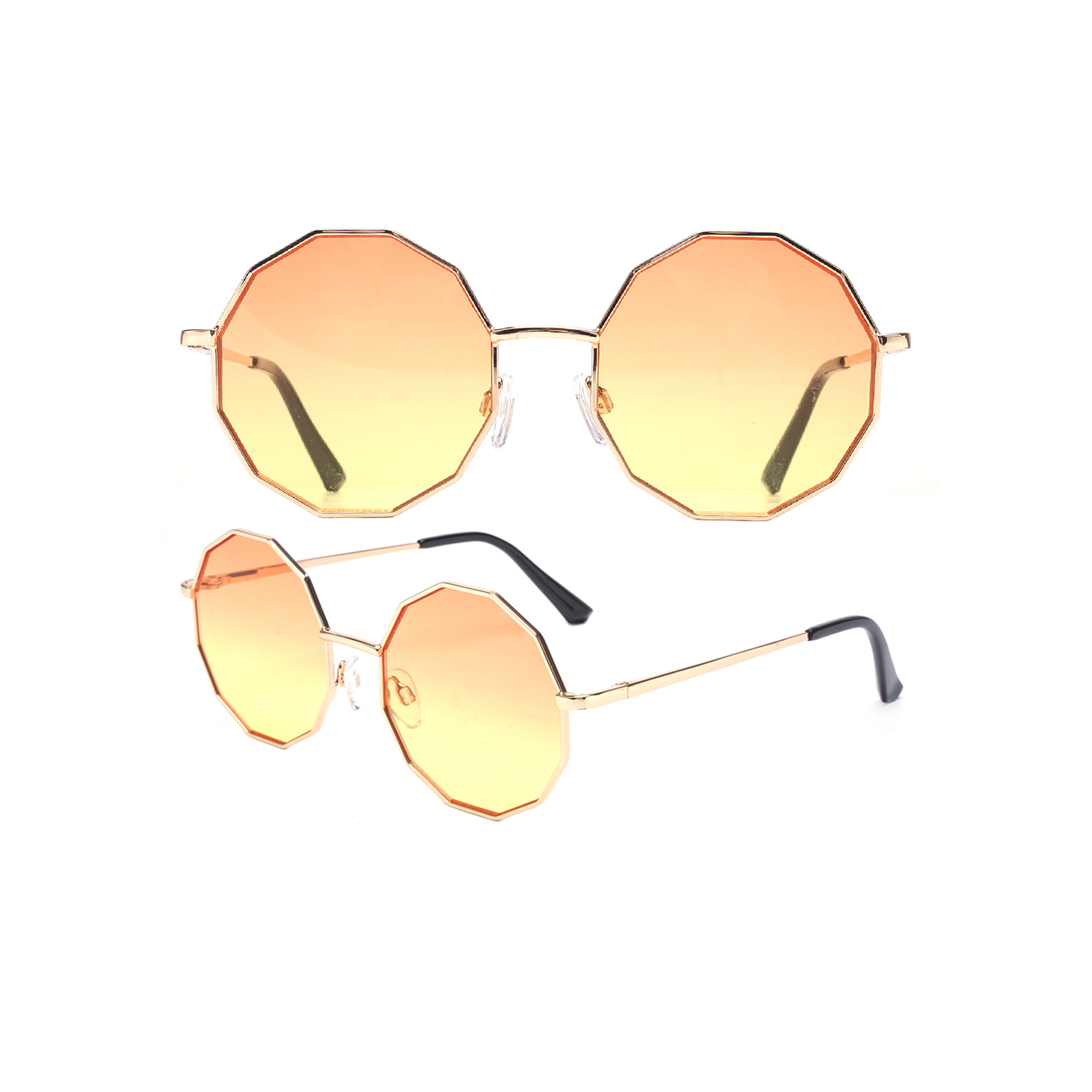 Sunglasses Custom Manufacturer Orange Vintage Polygon Geometric Shapes Mens Sunglasses