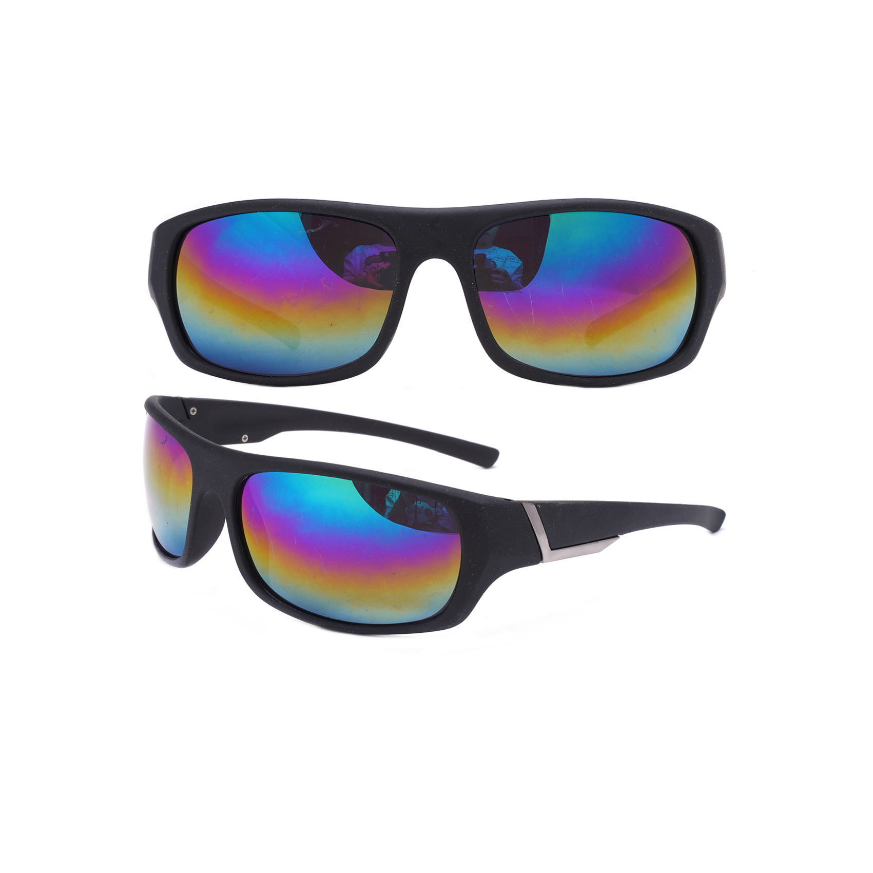 Vintage Black Iridescent Wrap Sports Sunglasses Polarized Wrap Around Sport Sunglasses Manufacturers