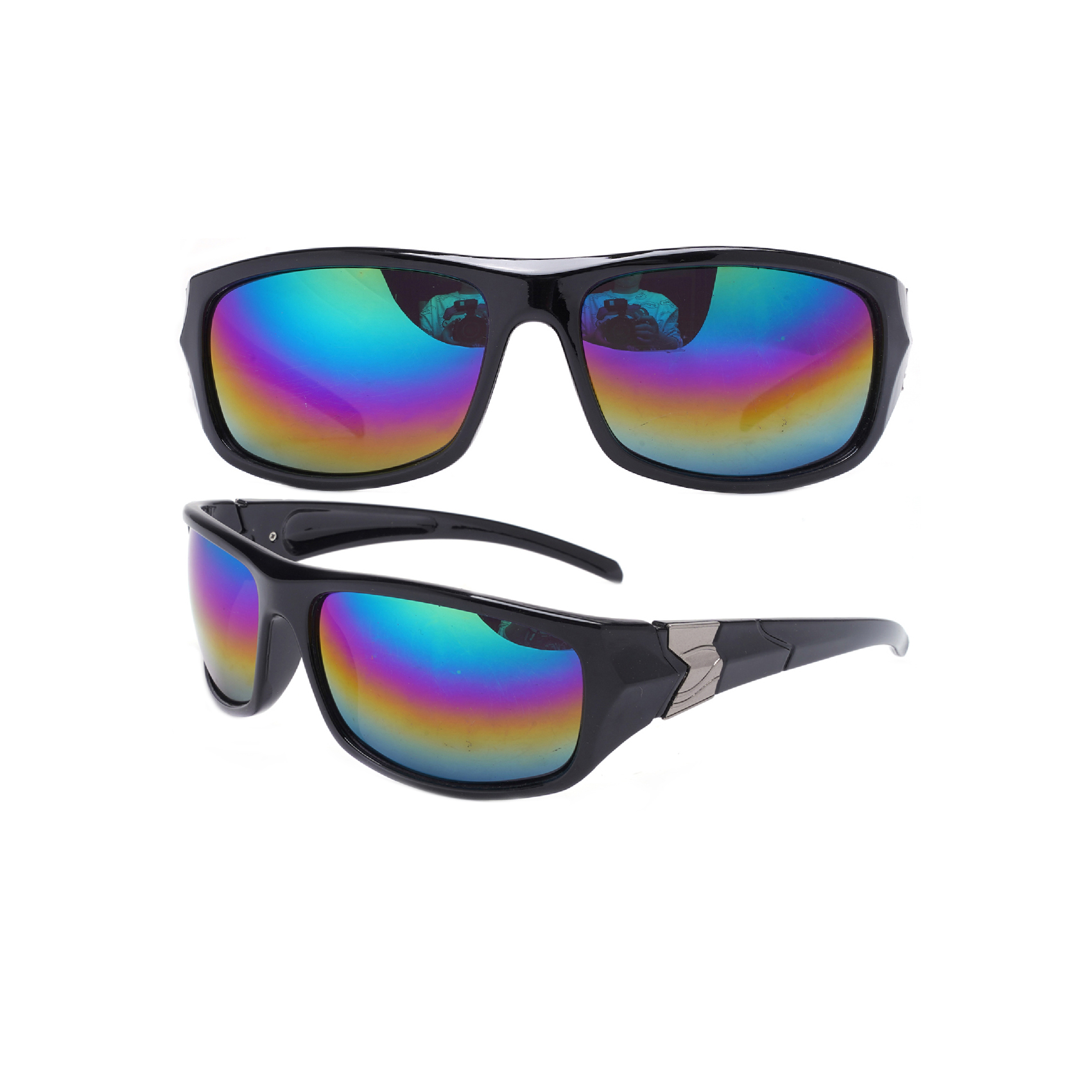 Vintage Black Iridescent Wrap Sports Sunglasses Wholesale Youth Sport Sunglasses Manufacturer