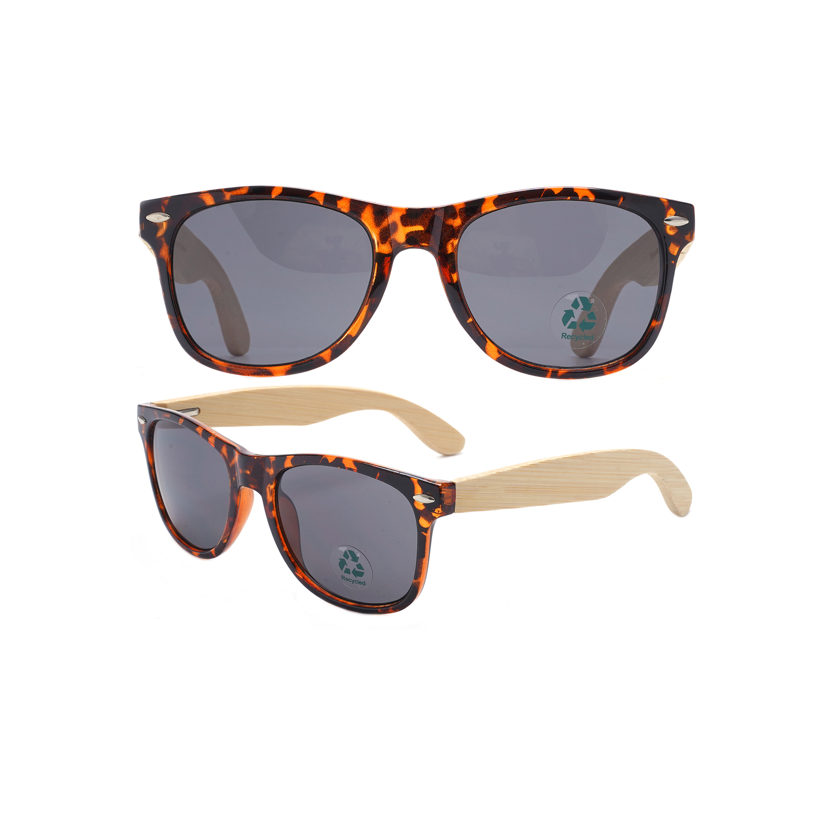 Vintage Mirrored Tortoise Shell Wayfarer Eco Friendly Wood Sunglasses