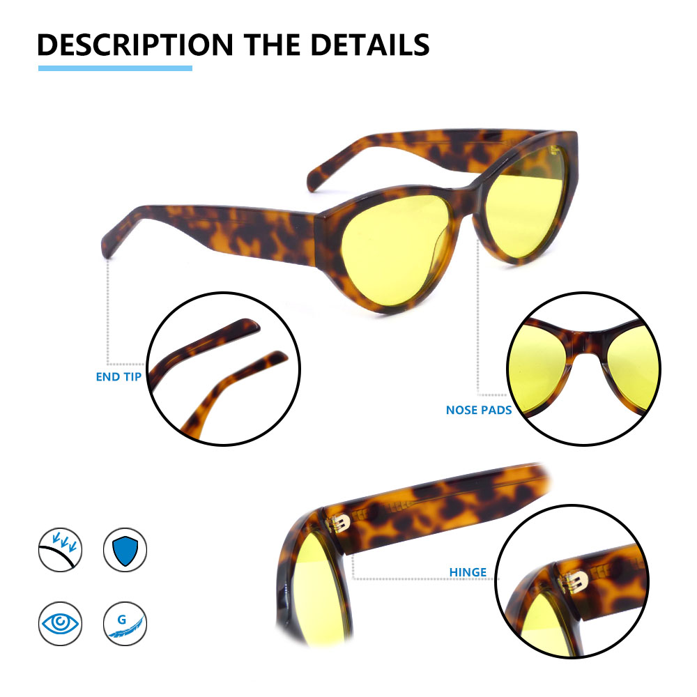 Fashionable Cat Eye Oval Women Acetate Sunglasses Wholesale