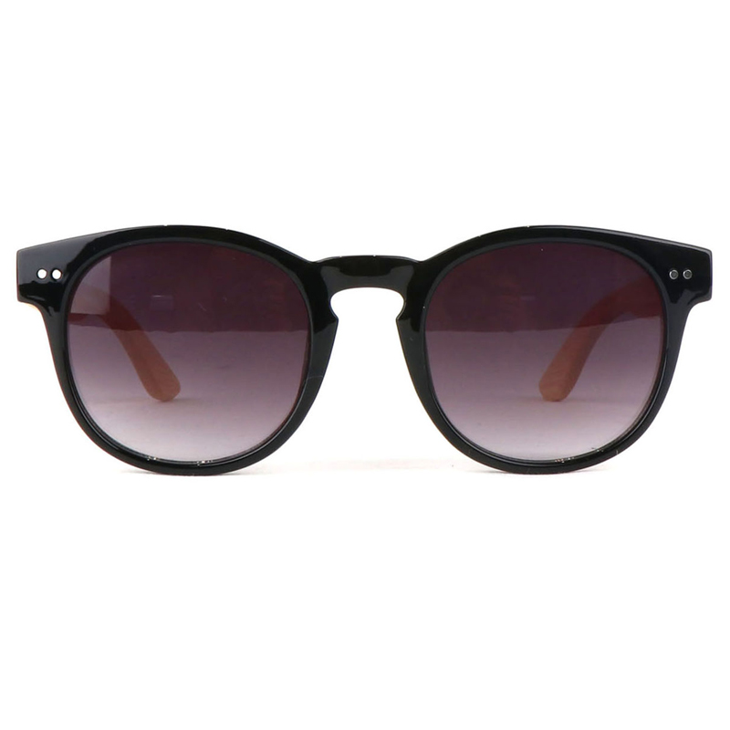 Custom logo classic round bamboo temple sunglasses manufacturer wholesale retro polarized sunglasses