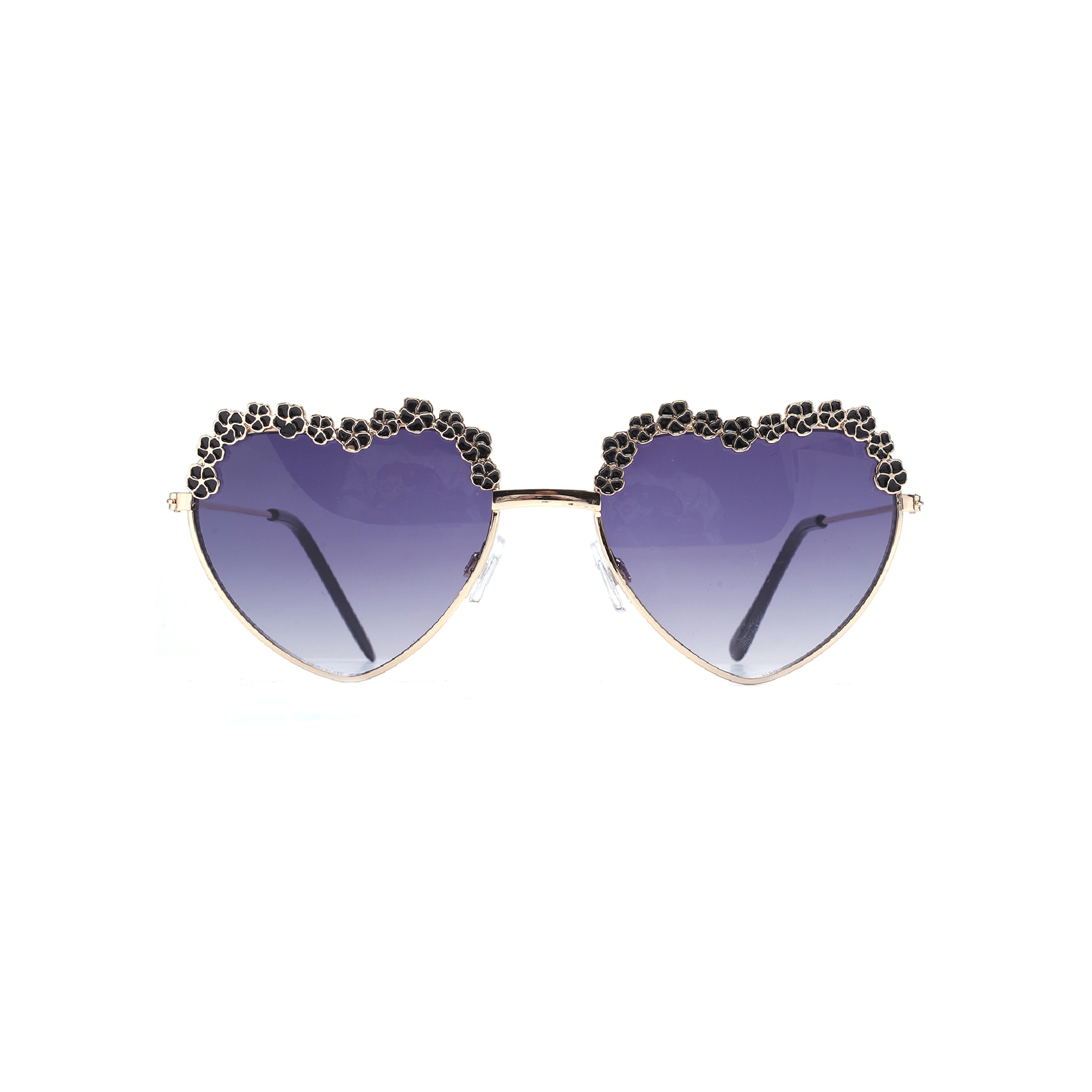 Flashy Heart Shape Sunglasses with Floral Design OEM Custom Mirror Sunglasses Manufacturers