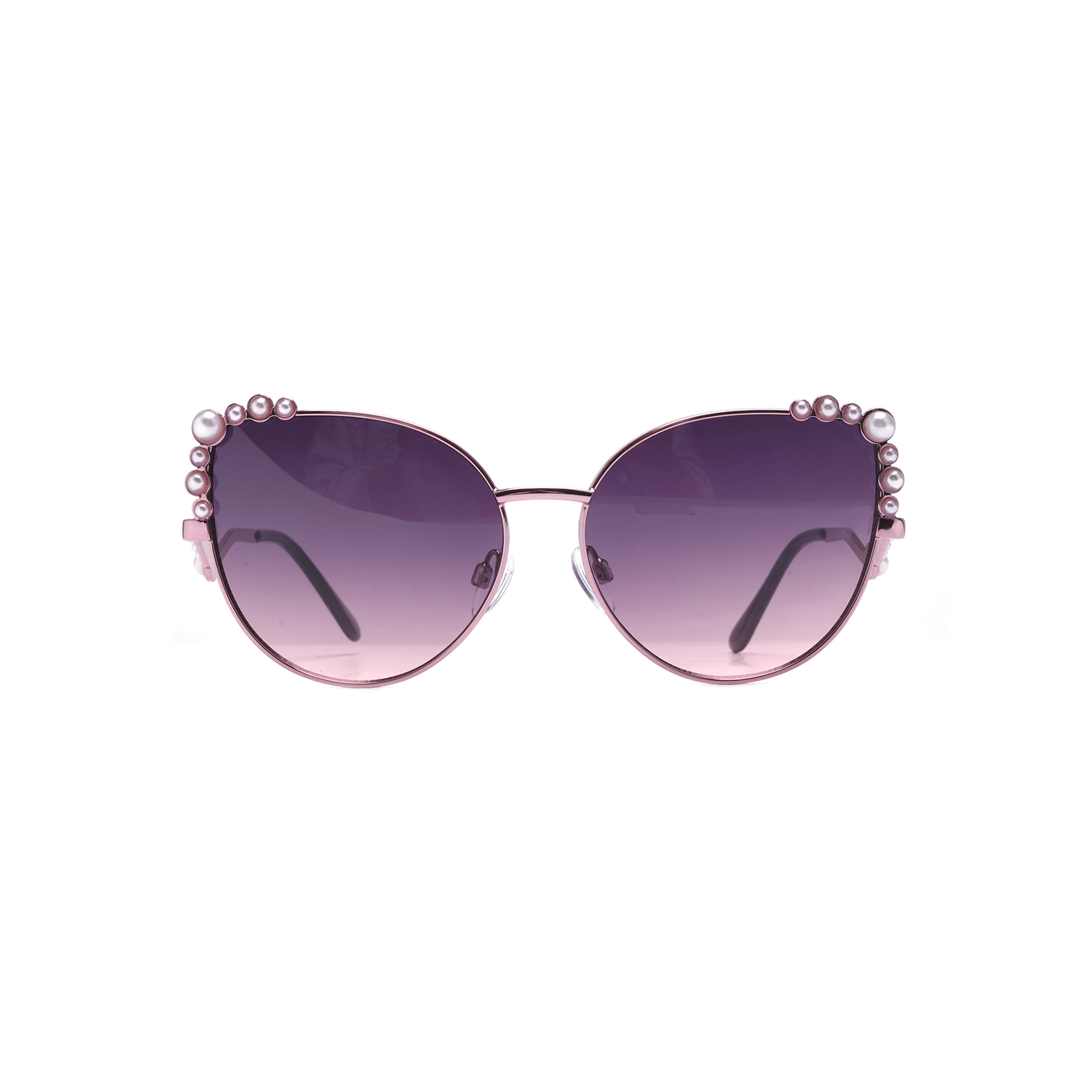 Flashy Purple Pearl Cat Eye Sunglasses with Jewelry Pearls Custom Manufactured Sunglasses