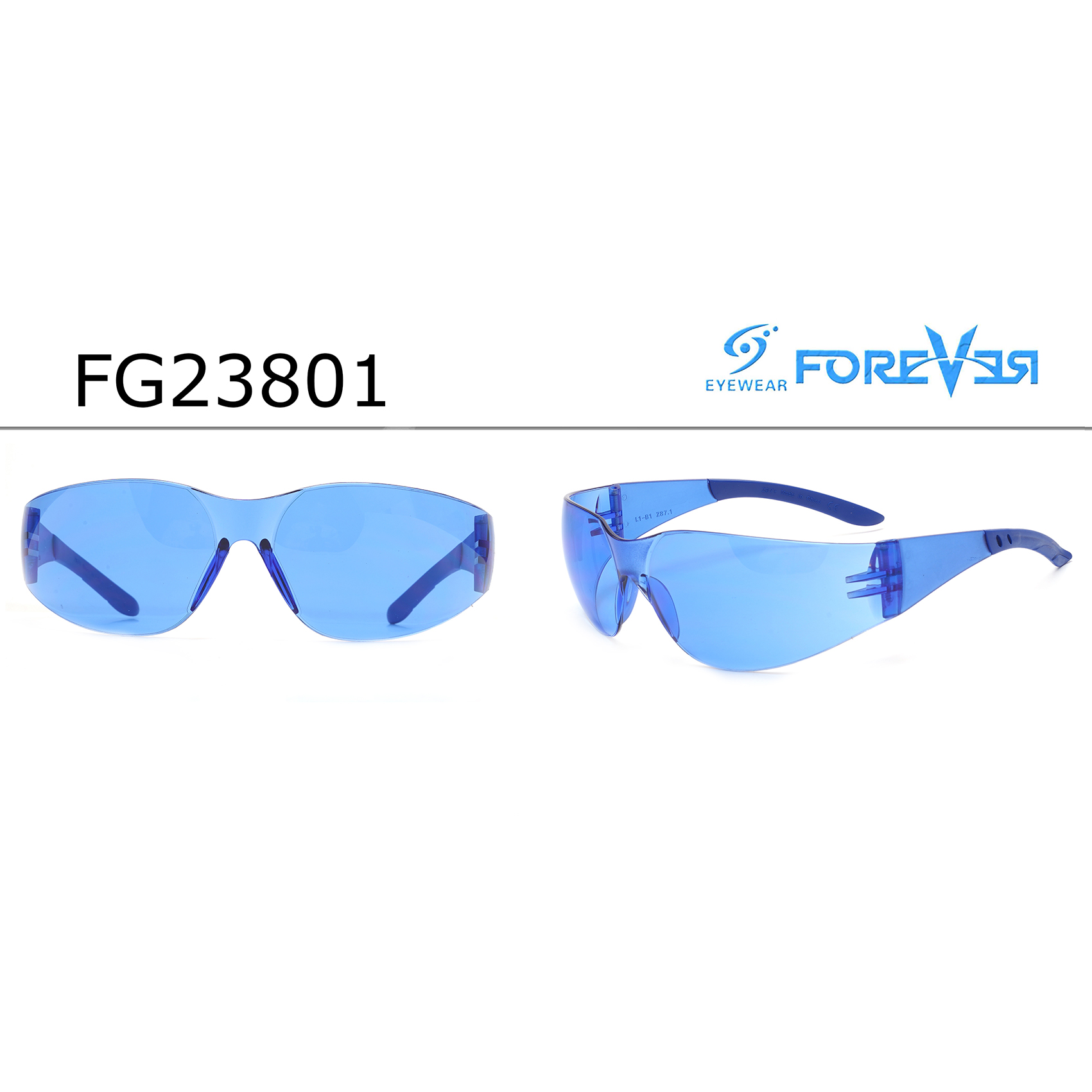 Rimless Ice Blue Mirrored Safety Glasses Blue Safety Goggles Eyewear Manufacturers in China