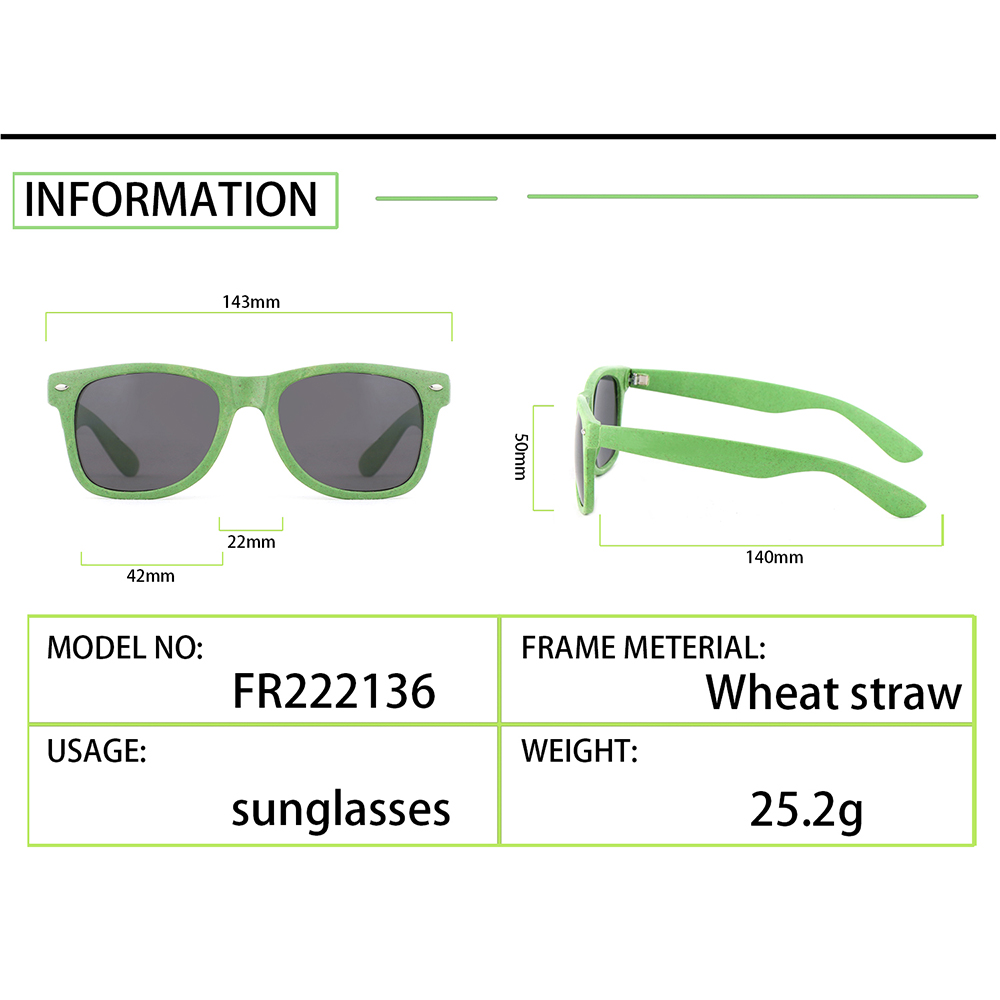 Classic Model Recycled Plastic Sunglasses Wholesale Eco Friendly Polarized Wheat Straw Sunglasses