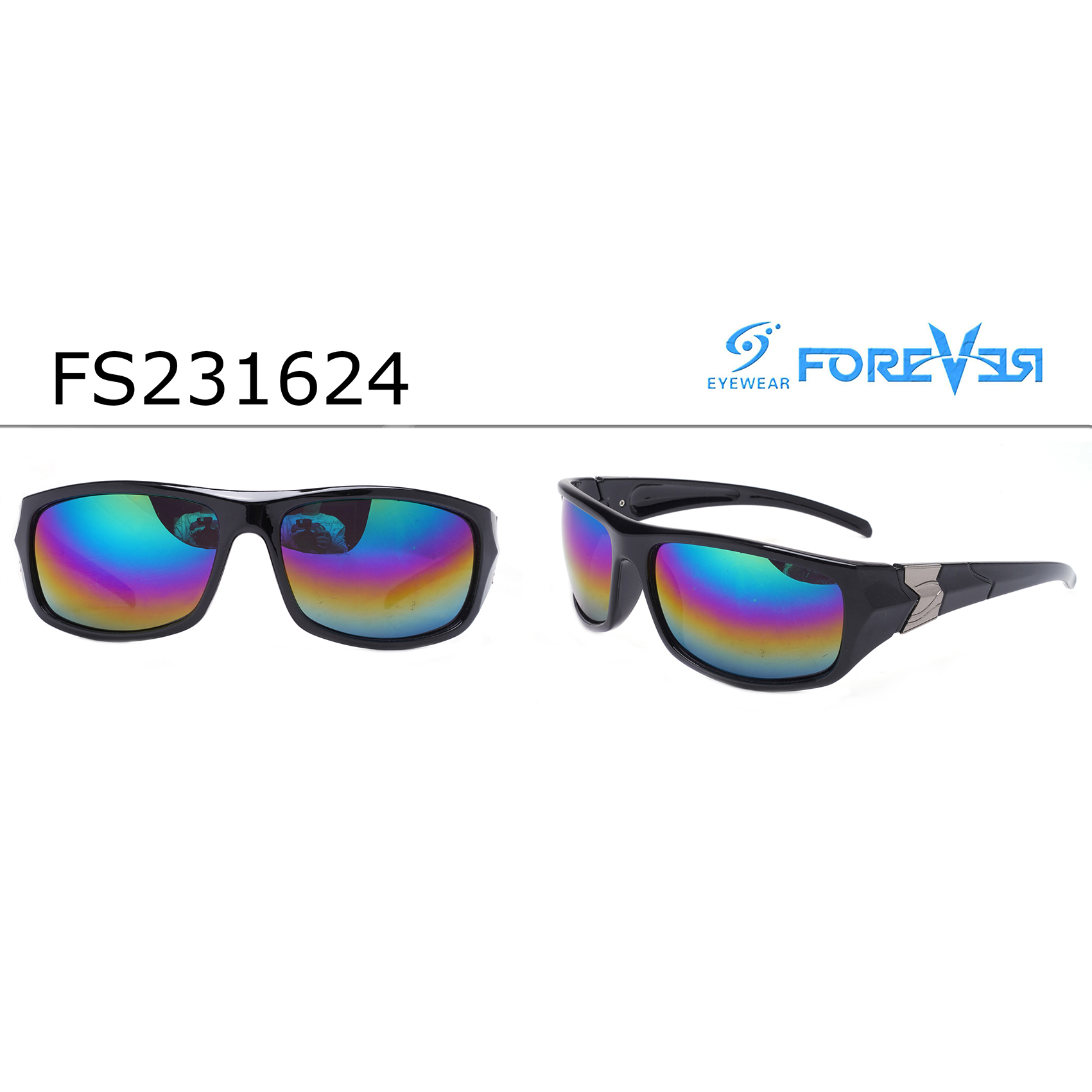 Vintage Black Iridescent Wrap Sports Sunglasses Wholesale Youth Sport Sunglasses Manufacturer