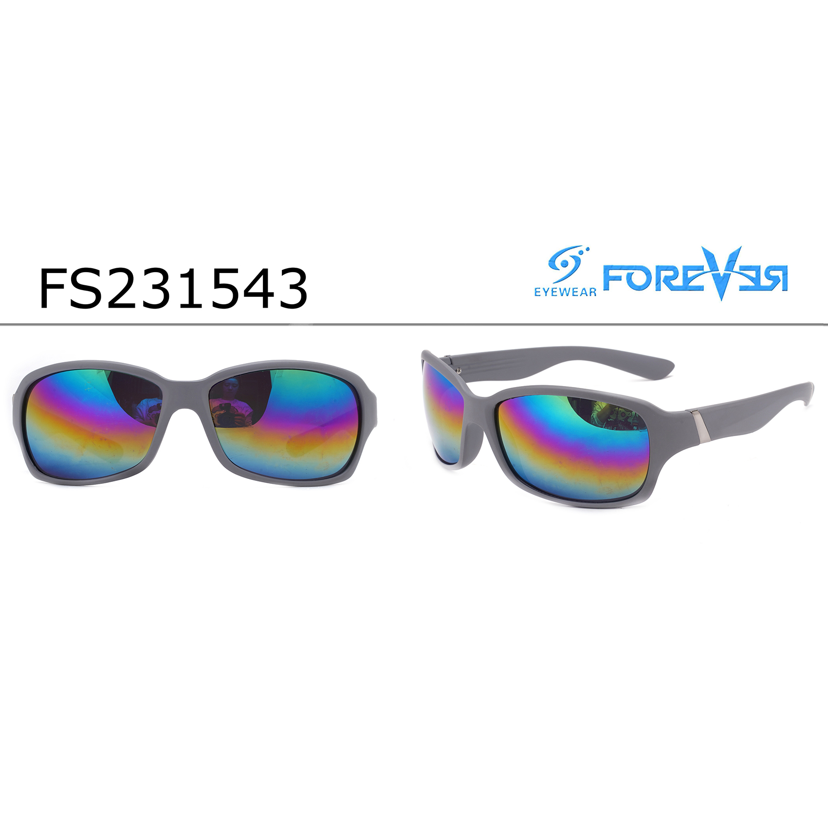 Vintage Grey Iridescent Wrap Sports Sunglasses Polarized Wrap Around Sport Sunglasses Manufacturers